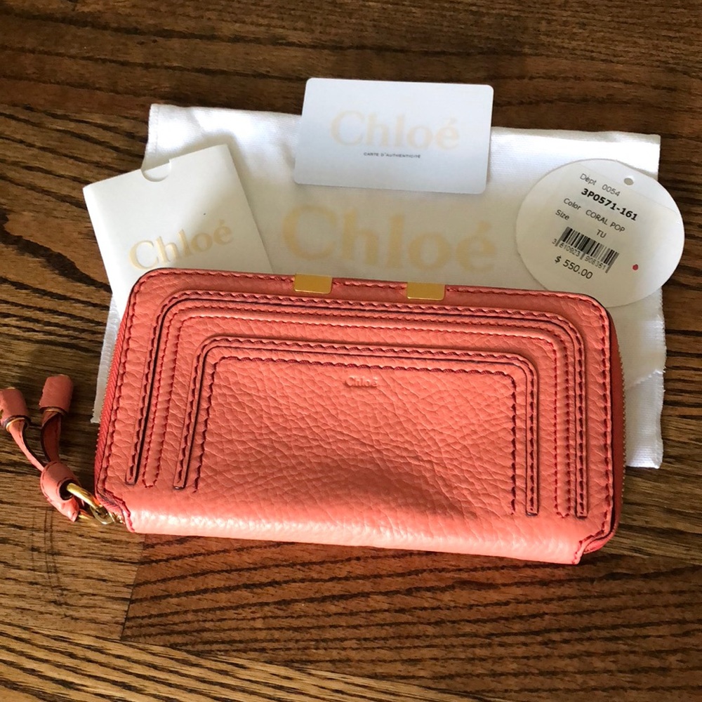 Chloé Coral Pop Marcie - Long Zip Around Wallet